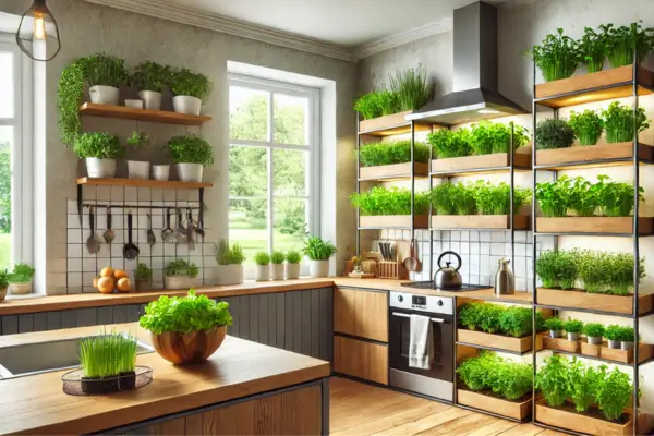 6 Orientações Para uma Plantação Vertical de Rúculas em Prateleiras na Cozinha