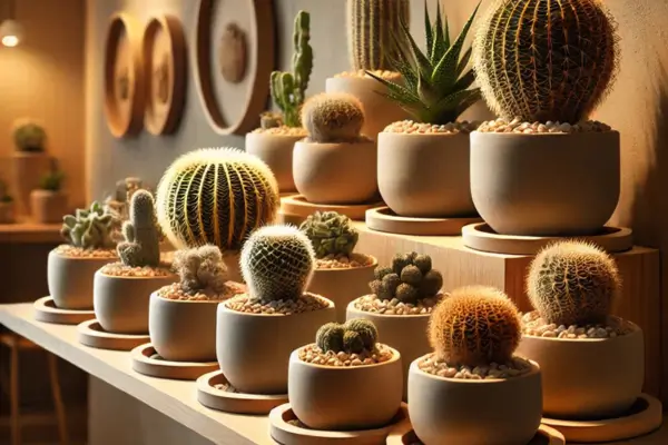 Plantação de Mini-Cactos em Vasos com Drenagem para Ambientes Internos
