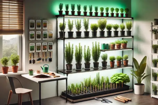 Métodos para Plantar Alecrim em Estantes com Iluminação Artificial de LED