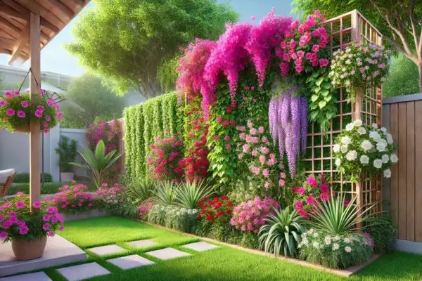 Adaptando seu Jardim Vertical com Rosa Ramificante em Espaço Ensolarado