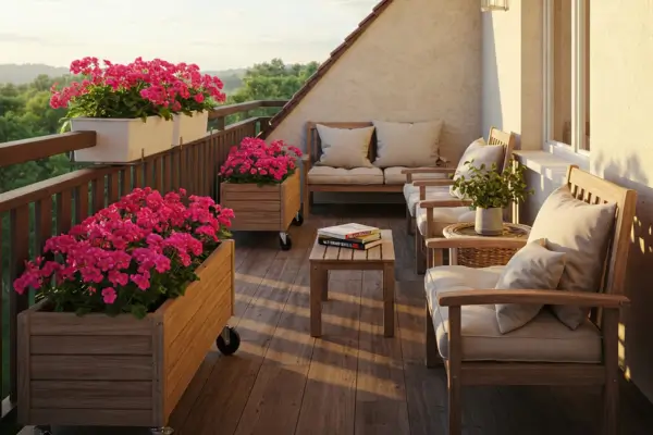 Gerânio em Canteiros de Rodízio para Aromatizar Sacadas de Sol da Tarde