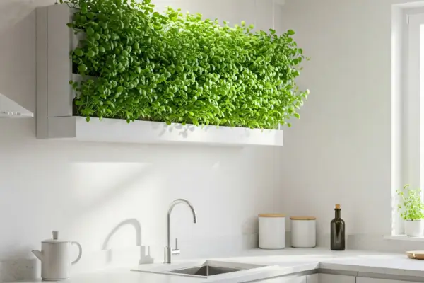 Plante Agrião em Nicho Suspenso com Luz Natural da Janela